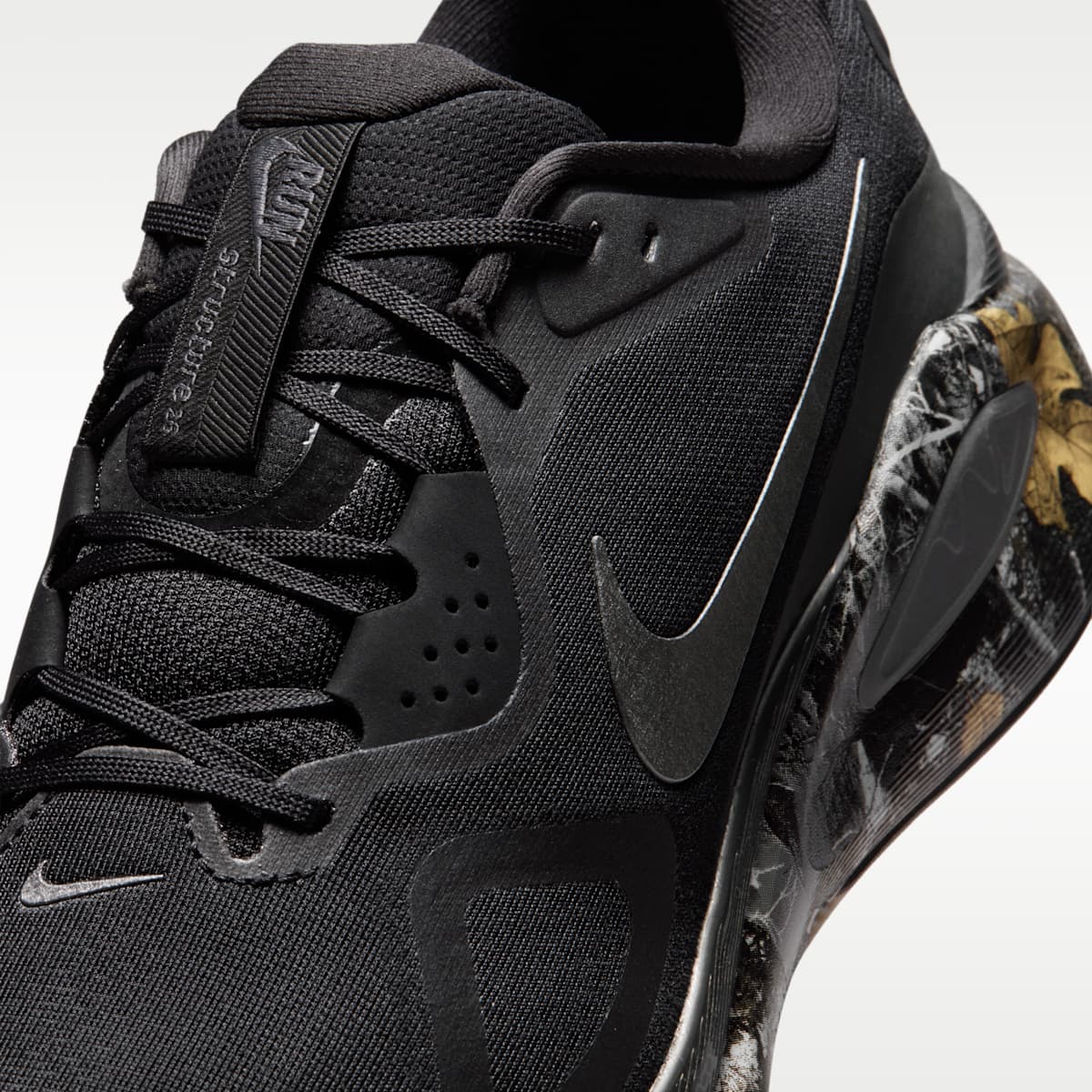Nike Structure 26 Men's Realtree® Road Running Shoes - Black/Dark Smoke Grey/Anthracite/Metallic Dark Grey - Image 7