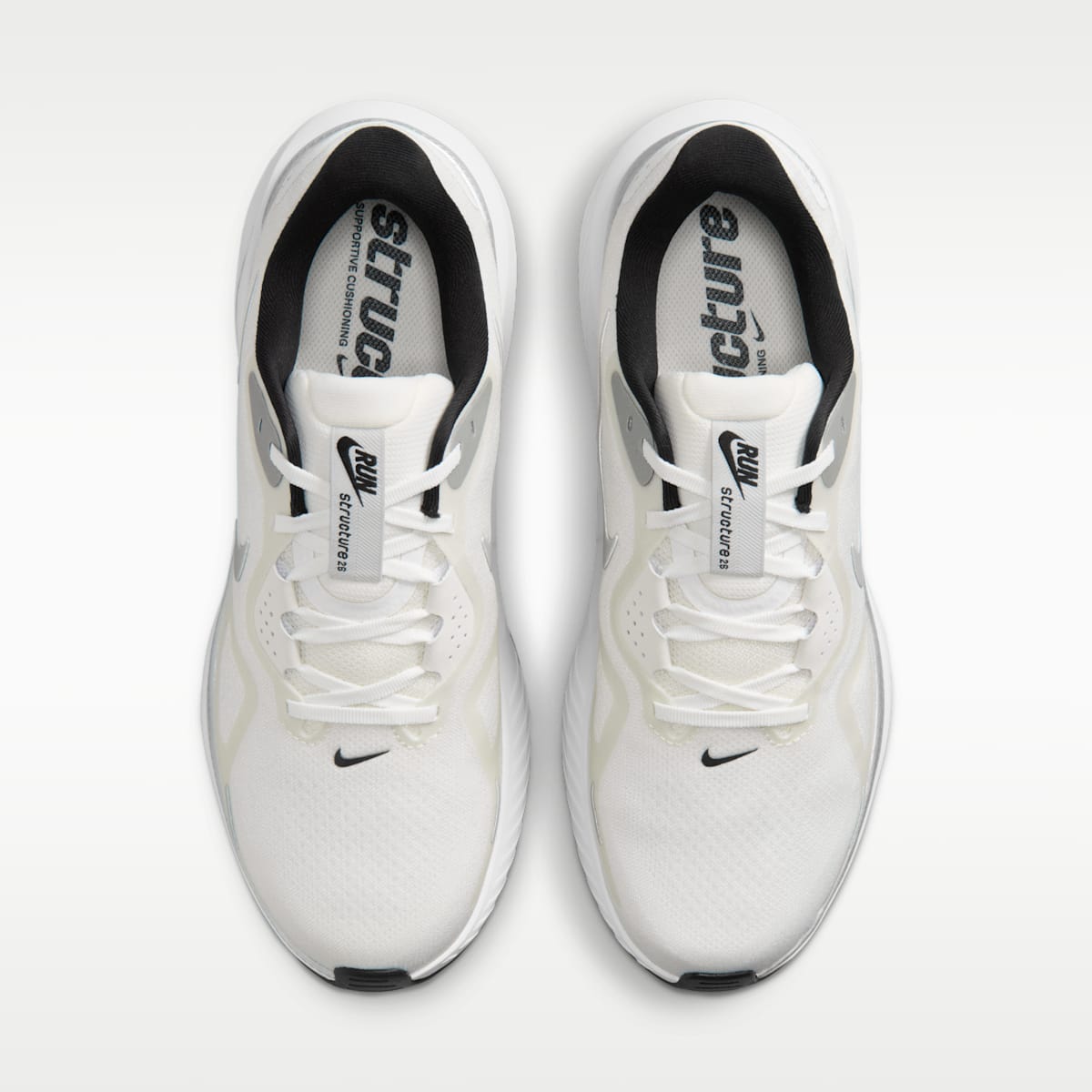 Nike Structure 26 Men's Road Running Shoes - Summit White/Black/White/Metallic Silver - Image 4
