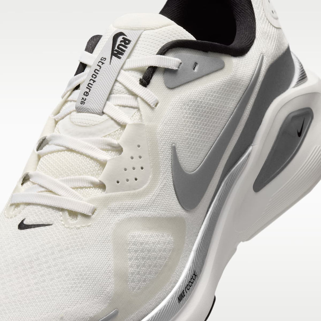 Nike Structure 26 Men's Road Running Shoes - Summit White/Black/White/Metallic Silver - Image 7