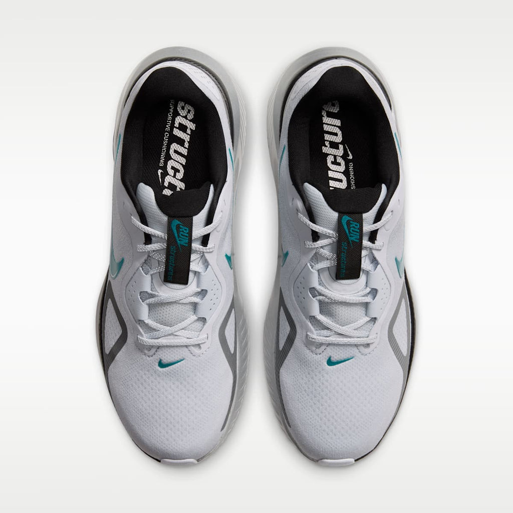 Nike Structure 26  Men's Road Running Shoes - Football Grey/Black/Metallic Silver/Bright Spruce - Image 4