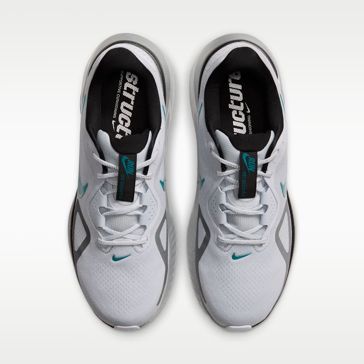Nike Structure 26  Men's Road Running Shoes - Football Grey/Black/Metallic Silver/Bright Spruce - Image 4