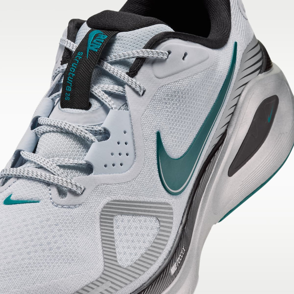 Nike Structure 26  Men's Road Running Shoes - Football Grey/Black/Metallic Silver/Bright Spruce - Image 7