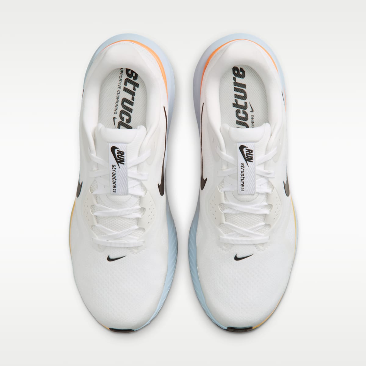 Nike Structure 26 Men's Road Running Shoes (Wide) - White/Hydrogen Blue/Total Orange/Black - Image 4