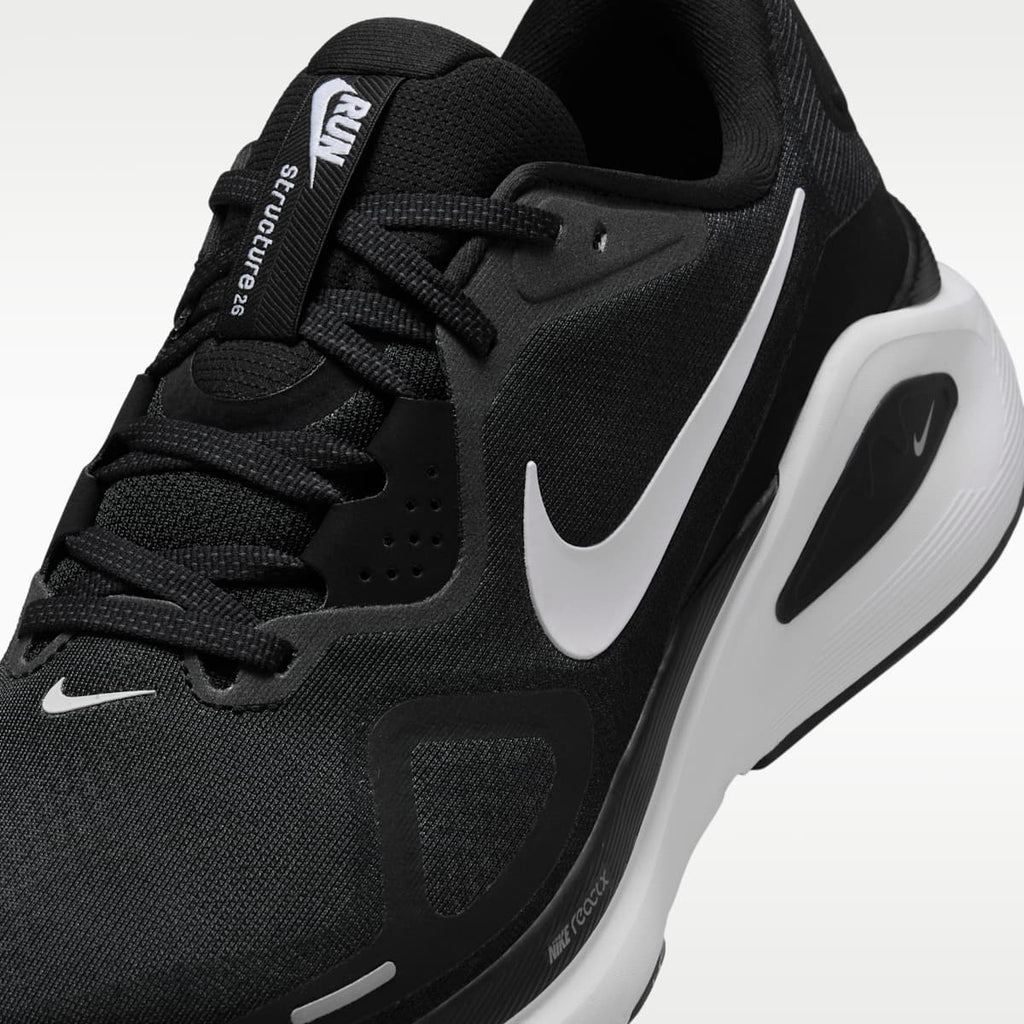 Nike Structure 26 Men's Road Running Shoes (Wide) - Black/Wolf Grey/Metallic Silver/White - Image 7
