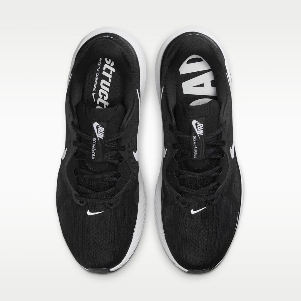 Nike Structure 26 Men's Road Running Shoes (Wide) - Black/Wolf Grey/Metallic Silver/White - Image 4