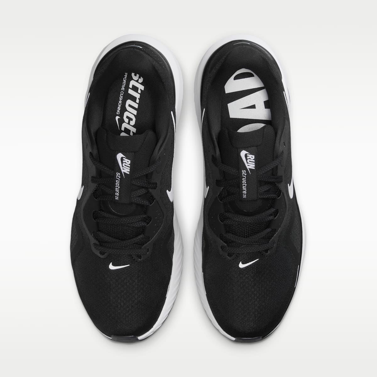 Nike Structure 26 Men's Road Running Shoes (Wide) - Black/Wolf Grey/Metallic Silver/White - Image 4