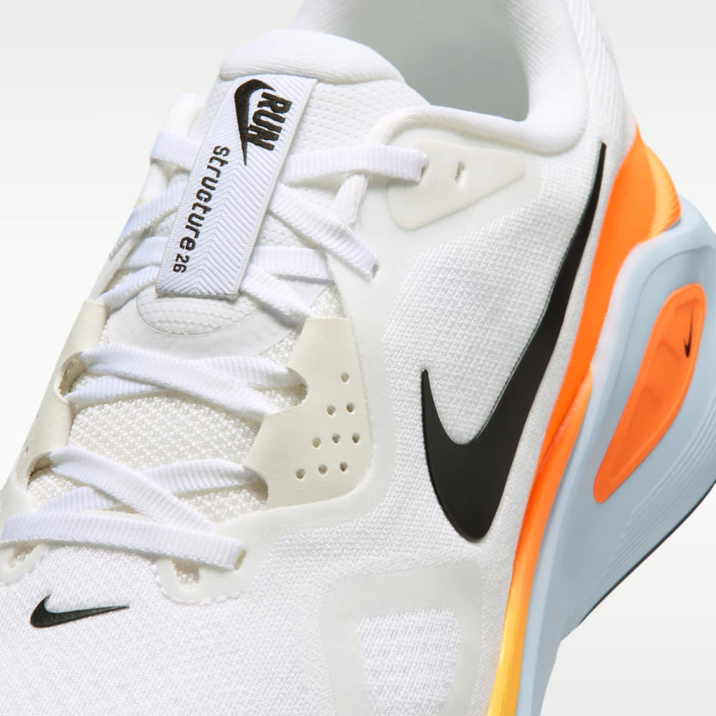 Nike Structure 26 Men's Road Running Shoes (Wide) - White/Hydrogen Blue/Total Orange/Black - Image 7