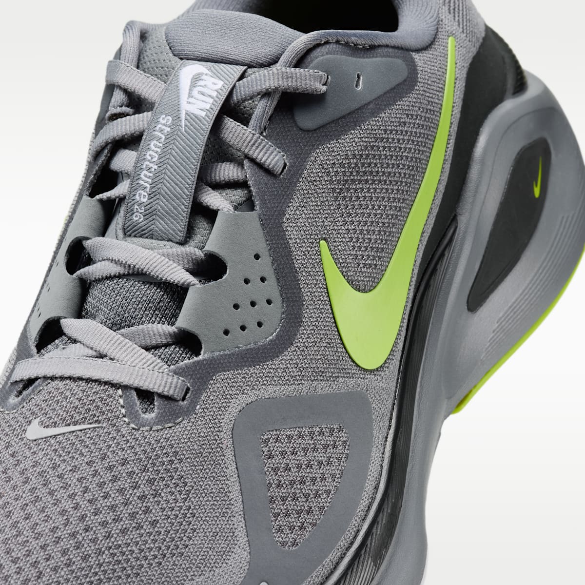 Nike Structure 26 Men's Road Running Shoes - Cool Grey/Dark Smoke Grey/White/Lemon Venom - Image 7