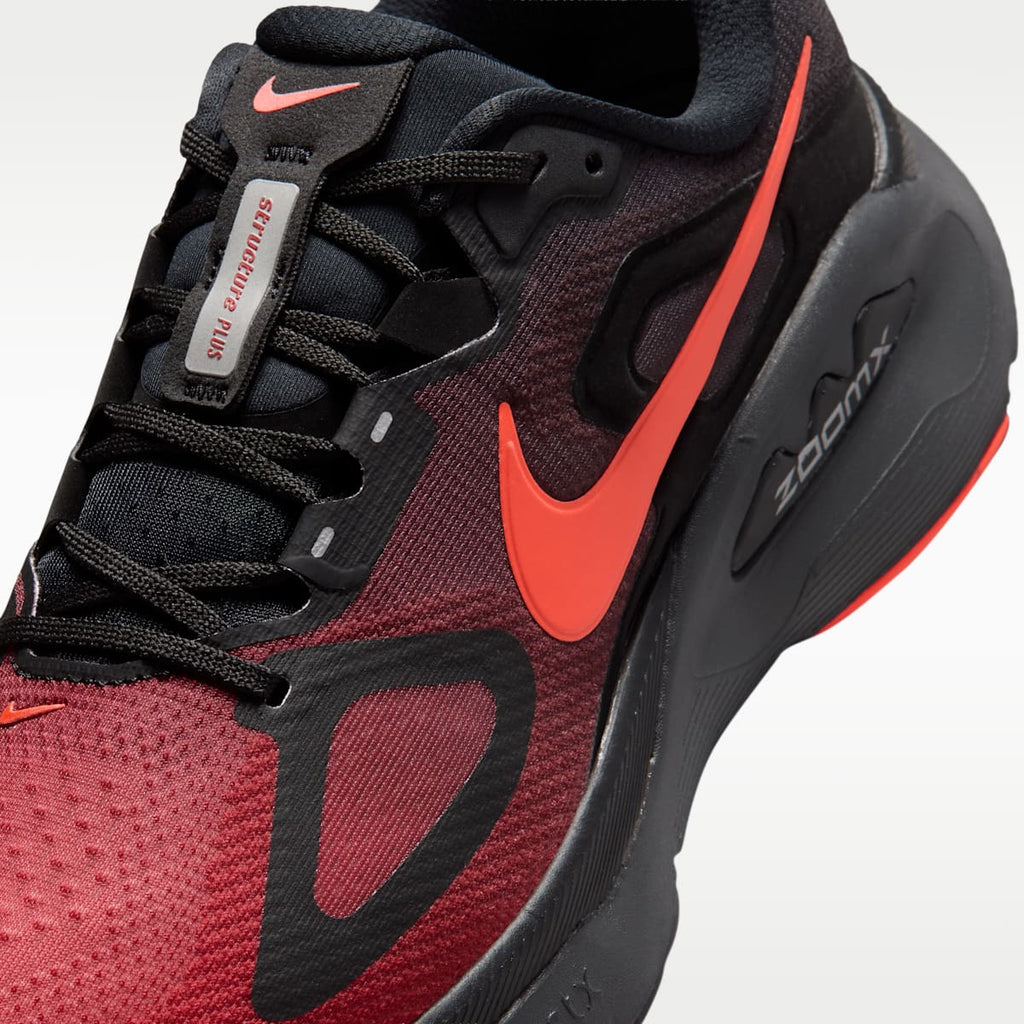 Nike Structure Plus Men's Road Running Shoes - Black/University Red/Dark Smoke Grey/Bright Crimson - Image 7