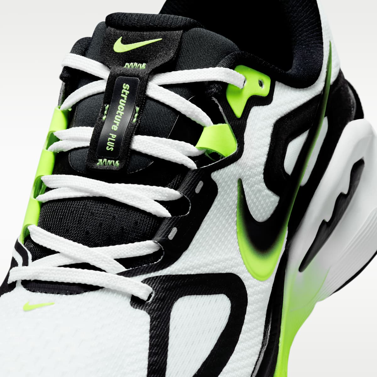 Nike Structure Plus Men's Road Running Shoes - White/Volt/Black - Image 7