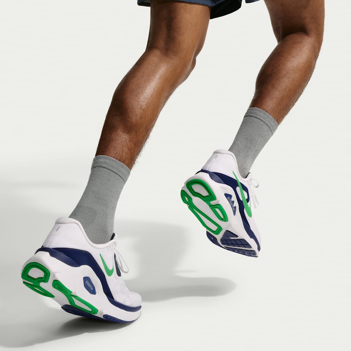 Nike Structure Plus Men's Road Running Shoes - White/Midnight Navy/Summit White/Green Spark - Image 9