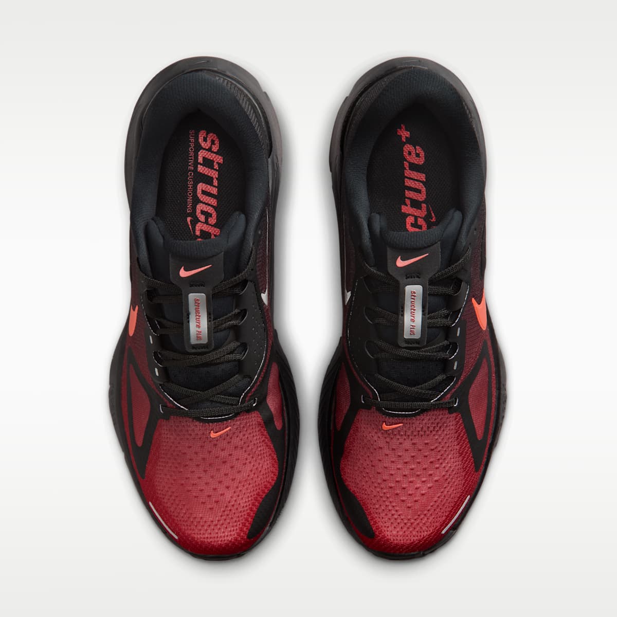 Nike Structure Plus Men's Road Running Shoes - Black/University Red/Dark Smoke Grey/Bright Crimson - Image 4