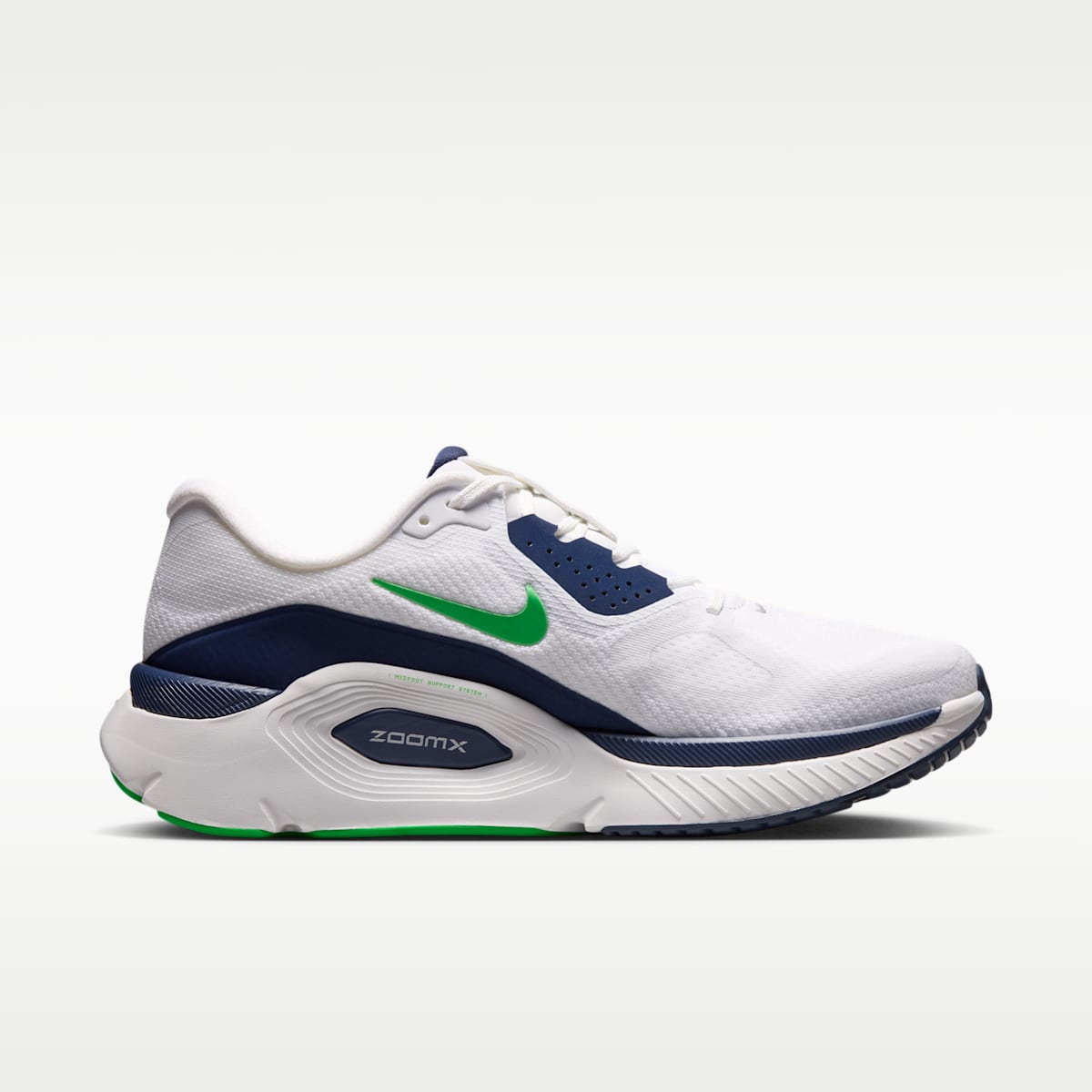 Nike Structure Plus Men's Road Running Shoes - White/Midnight Navy/Summit White/Green Spark - Image 3