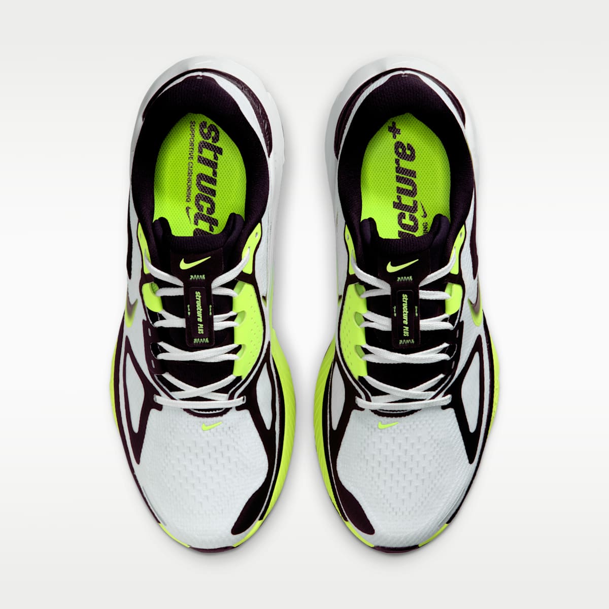 Nike Structure Plus Men's Road Running Shoes - White/Volt/Black - Image 4
