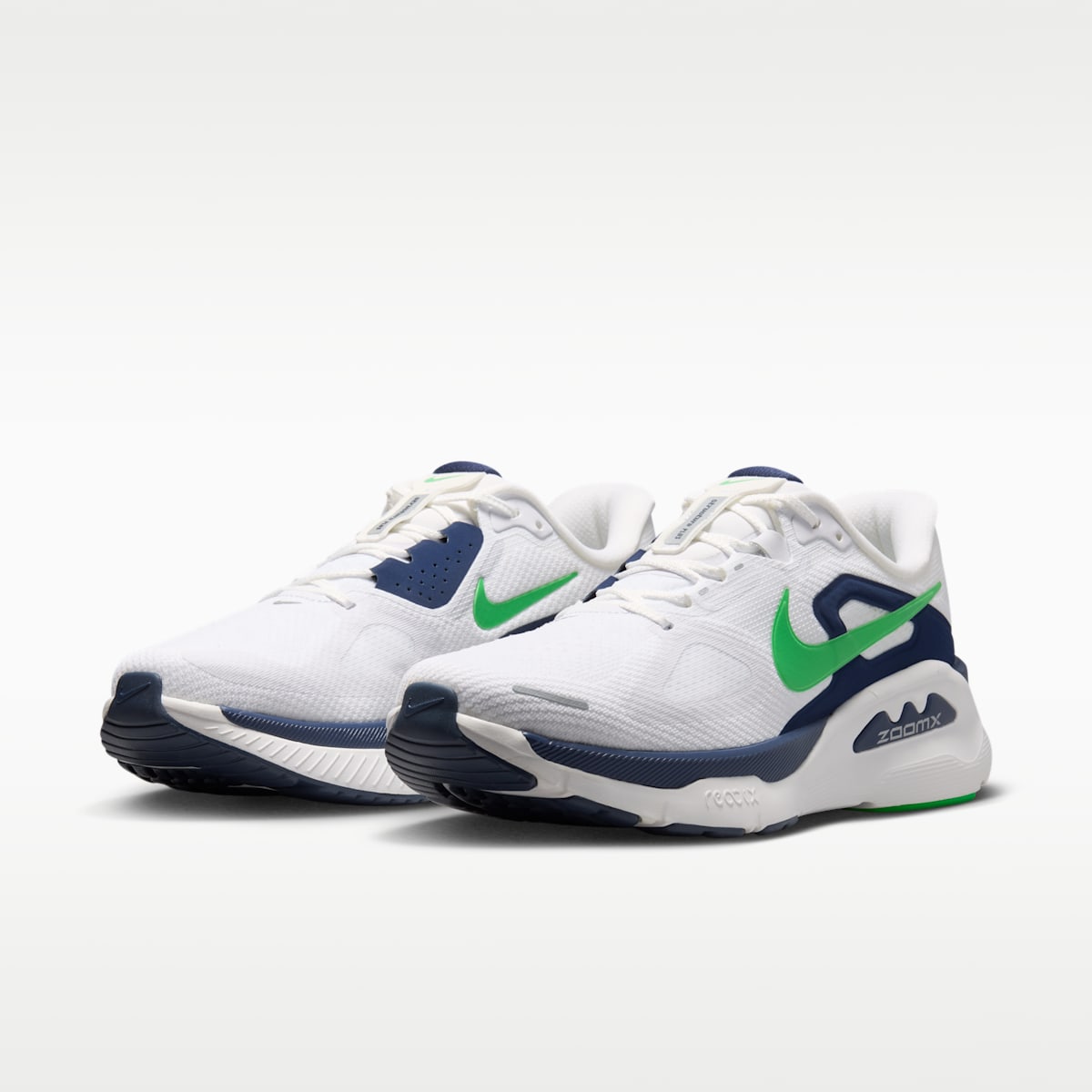 Nike Structure Plus Men's Road Running Shoes - White/Midnight Navy/Summit White/Green Spark - Image 5