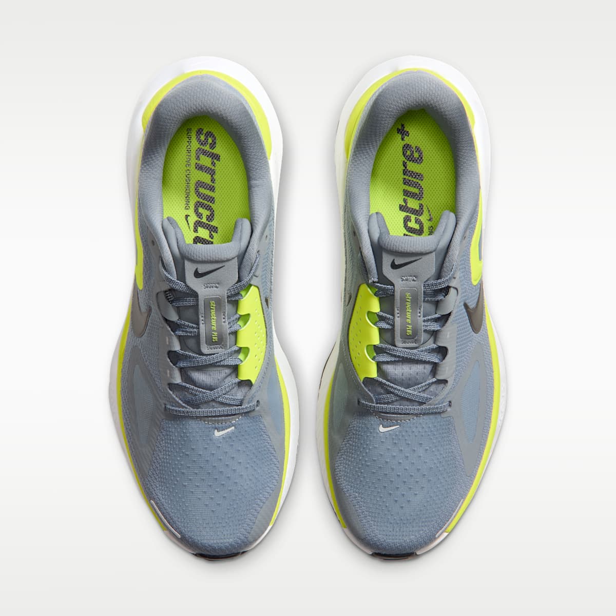 Nike Structure Plus Men's Road Running Shoes - Cool Grey/Lemon Venom/White/Black - Image 4