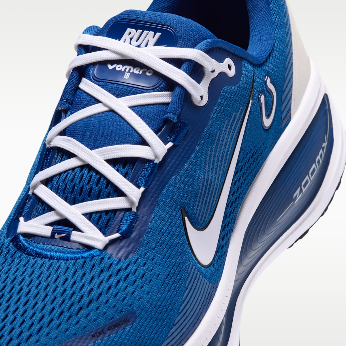 Nike Vomero 18 (Indianapolis Colts) Men's NFL Road Running Shoes - Gym Blue/Black/White - Image 7