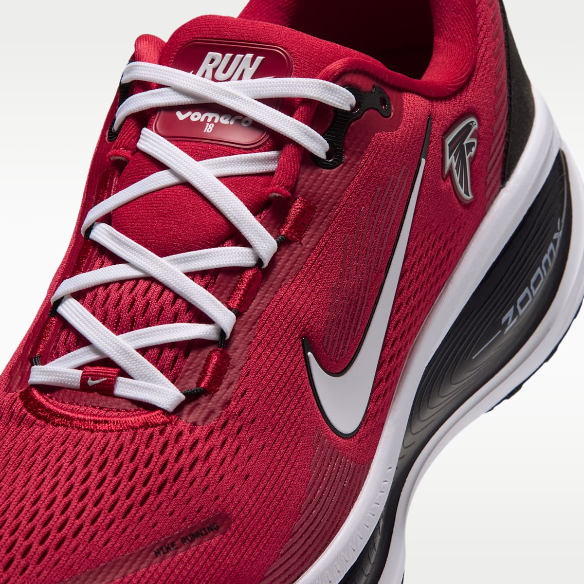 Nike Vomero 18 (Atlanta Falcons) Men's NFL Road Running Shoes - Gym Red/Black/White - Image 7