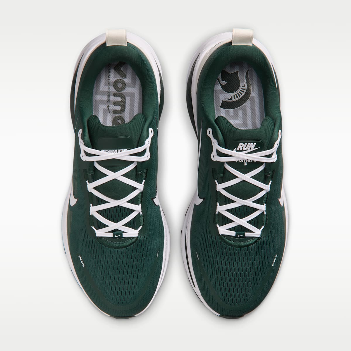 Nike College Vomero 18 (Michigan State) Men's Road Running Shoes - Pro Green/Black/White - Image 4