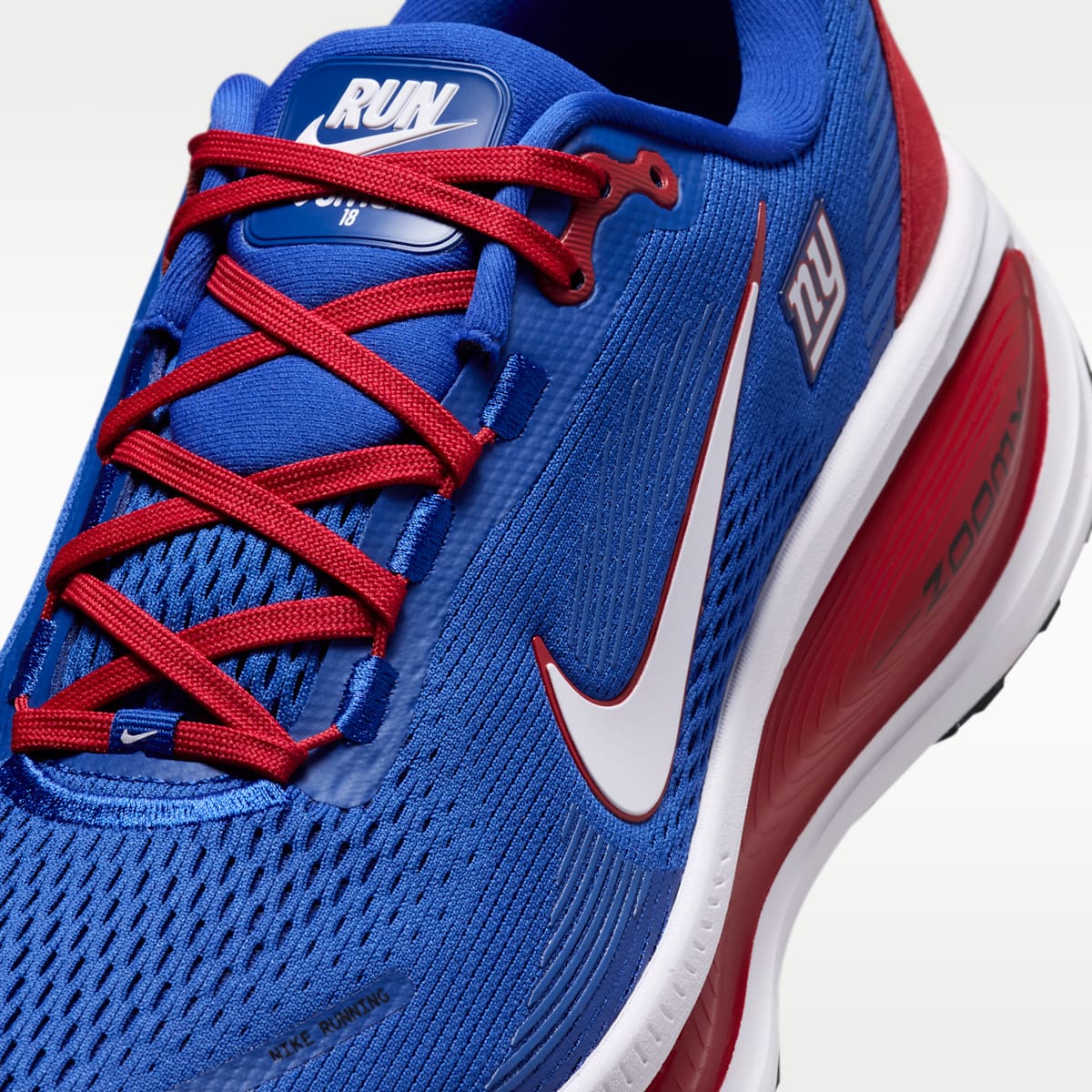 Nike Vomero 18 (New York Giants) Men's NFL Road Running Shoes - Rush Blue/Gym Red/White - Image 7