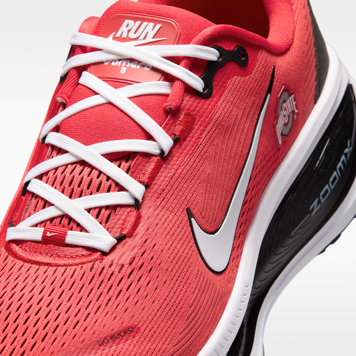 Nike College Vomero 18 (Ohio State) Men's Road Running Shoes - University Red/Black/White - Image 7