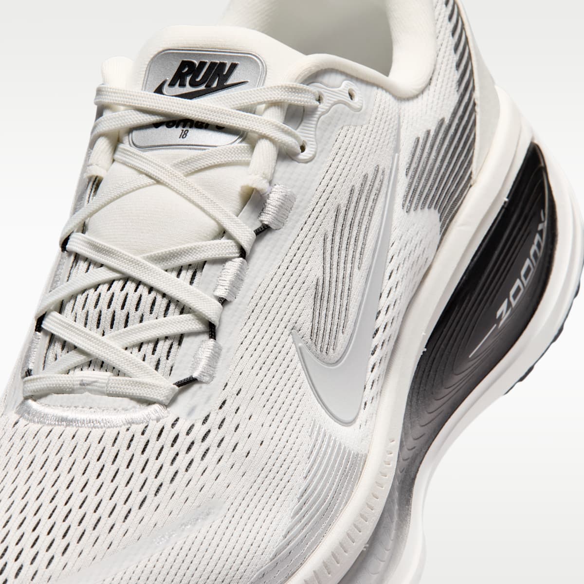 Nike Vomero 18 Men's Road Running Shoes - Summit White/Black/Off White/Metallic Silver - Image 7