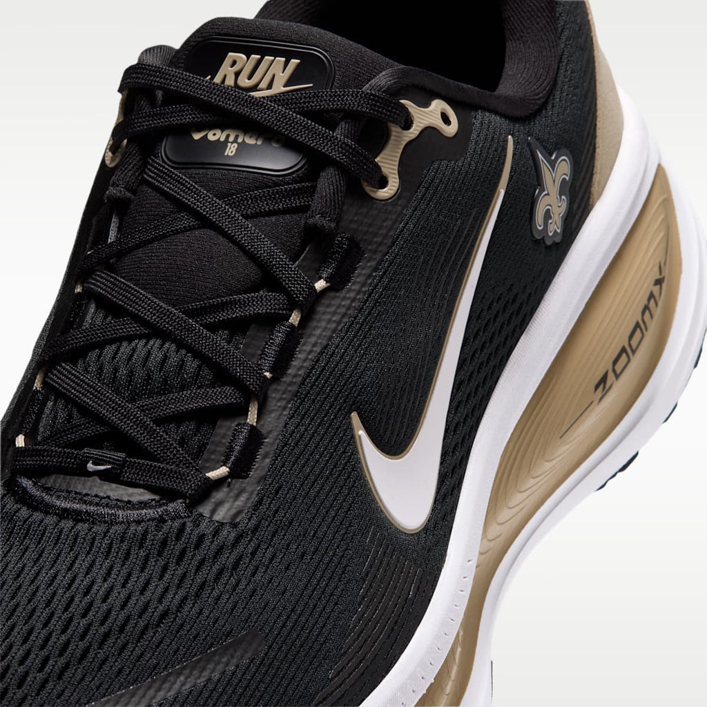 Nike Vomero 18 (New Orleans Saints) Men's NFL Road Running Shoes - Black/Team Gold/White - Image 7