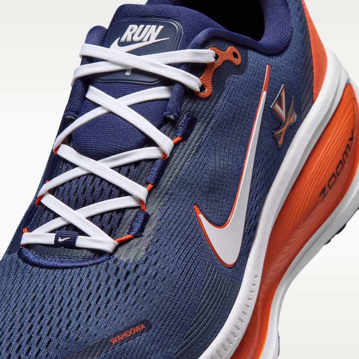 Nike College Vomero 18 (Virginia) Men's Road Running Shoes - College Navy/Team Orange/White - Image 7