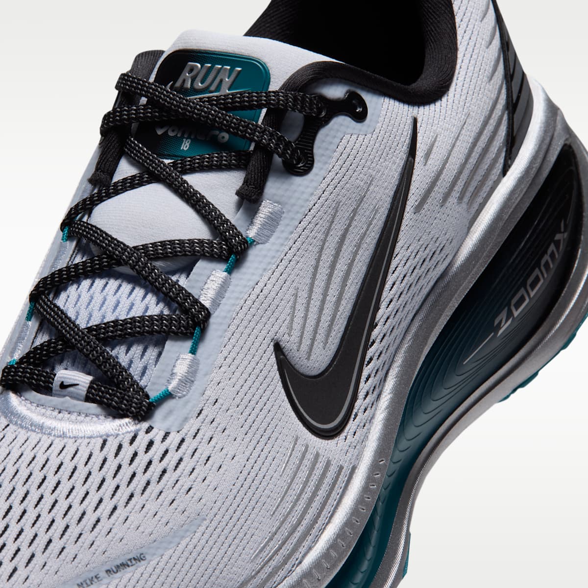 Nike Vomero 18  Men's Road Running Shoes - Football Grey/Metallic Cool Grey/Bright Spruce/Black - Image 7