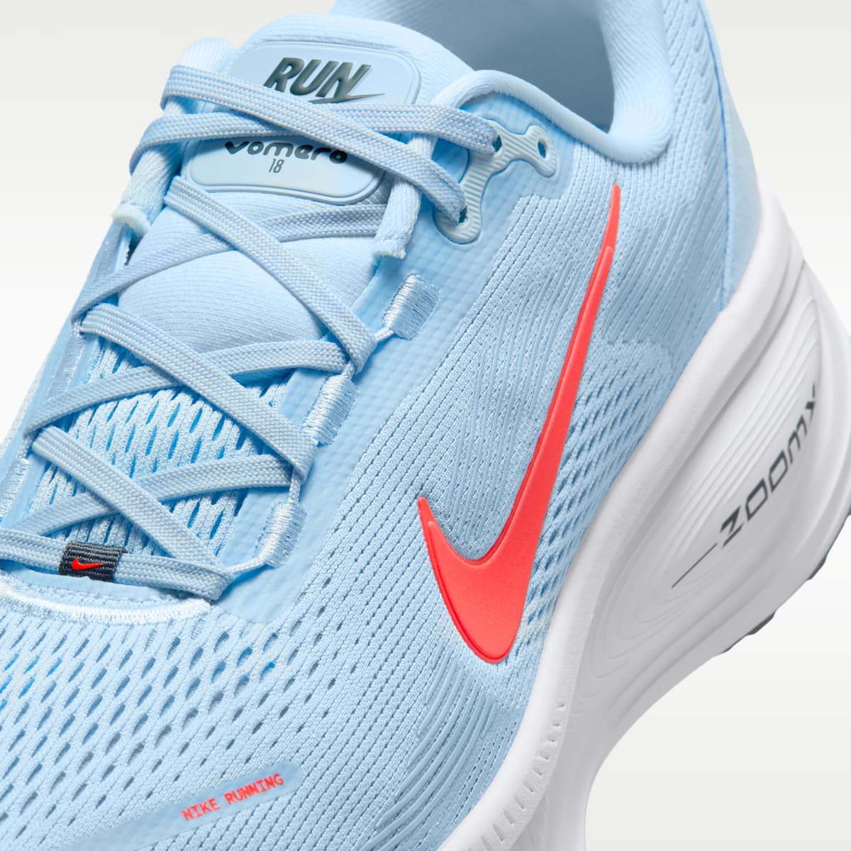 Nike Vomero 18 Men's Road Running Shoes - Ice Blue/White/Blue Fox/Bright Crimson - Image 7