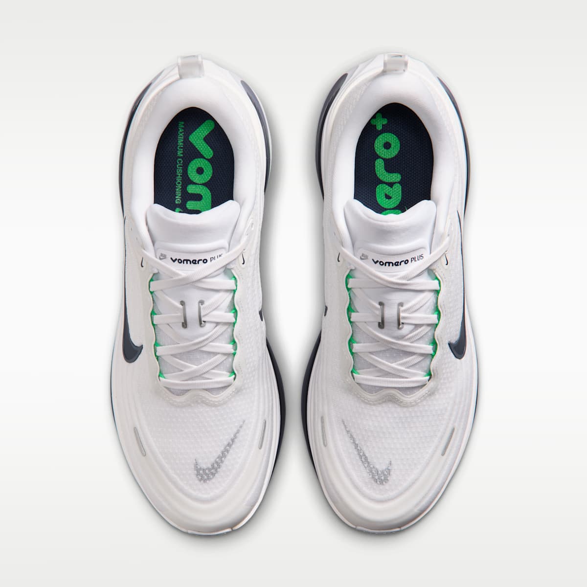 Nike Vomero Plus Men's Road Running Shoes (Wide) - White/Green Spark/World Indigo/Midnight Navy - Image 4