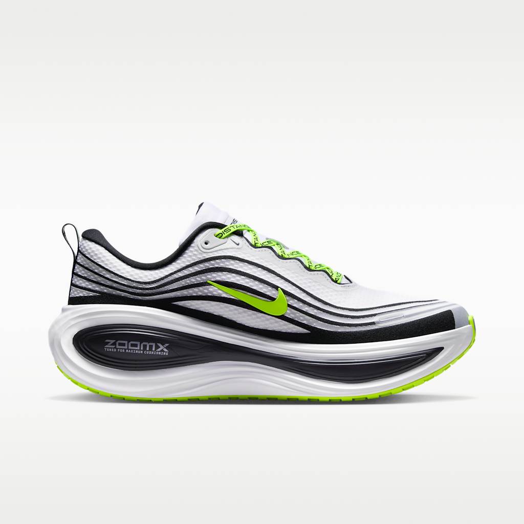 Women's Nike Vomero Plus x DISTANCE Men's Road Running Shoes - White/Black/Volt/Metallic Silver