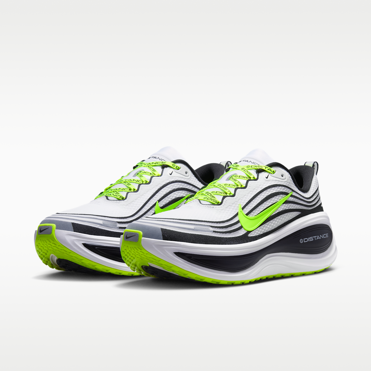 Women's Nike Vomero Plus x DISTANCE Men's Road Running Shoes - White/Black/Volt/Metallic Silver