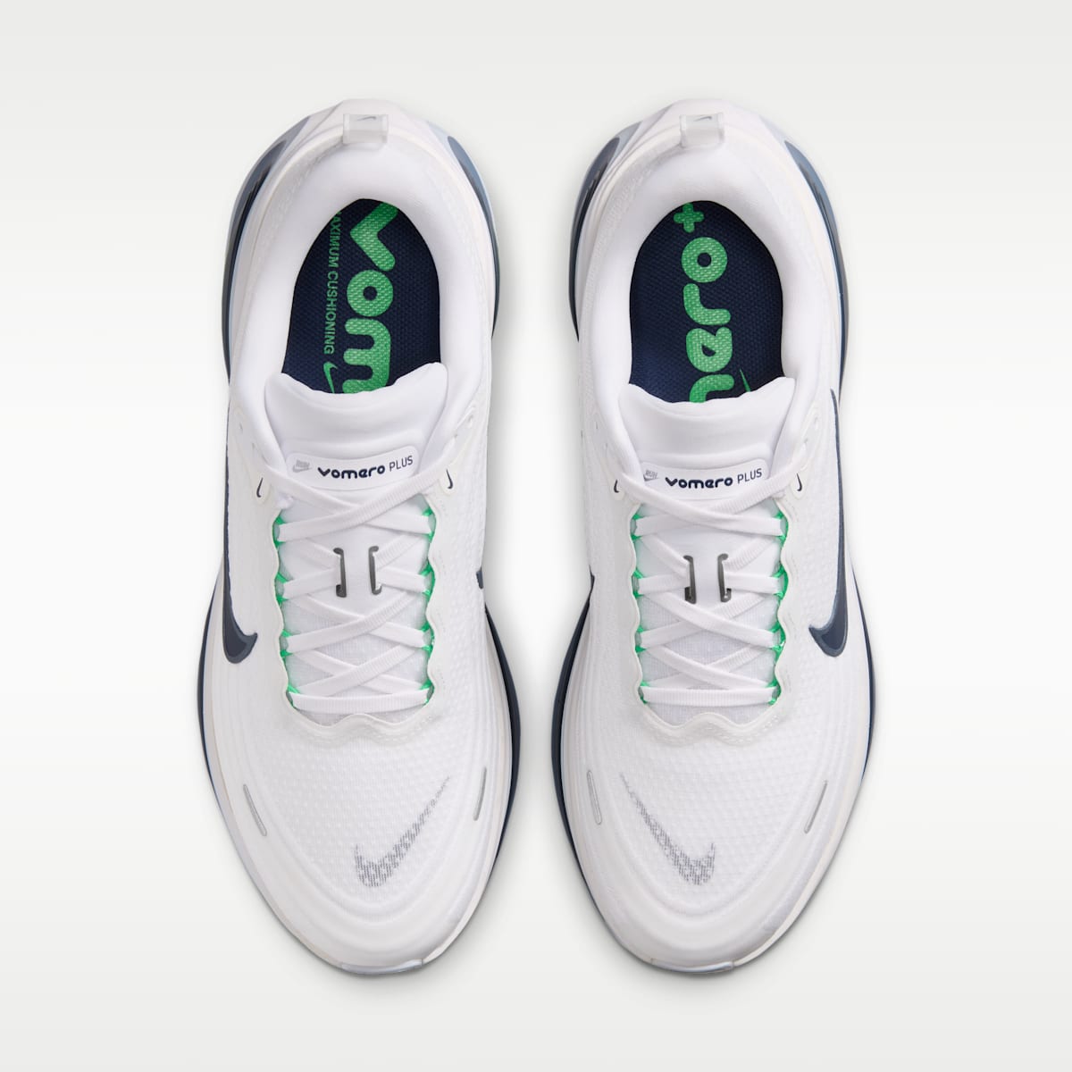 Nike Vomero Plus Men's Road Running Shoes - White/Green Spark/World Indigo/Midnight Navy - Image 4