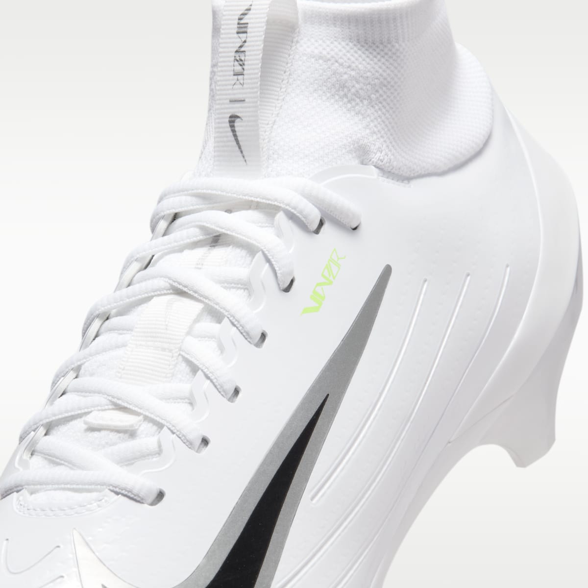 Nike Vapor Pro 1 Football Cleats - White/Volt Ice/Metallic Silver - Image 8