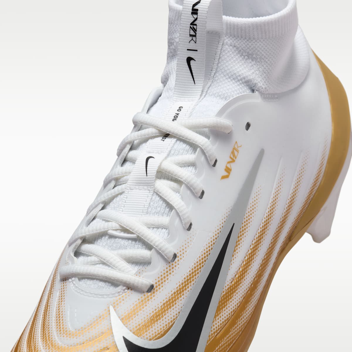 Nike Vapor Pro 1 Football Cleats - White/Metallic Gold/Black - Image 8