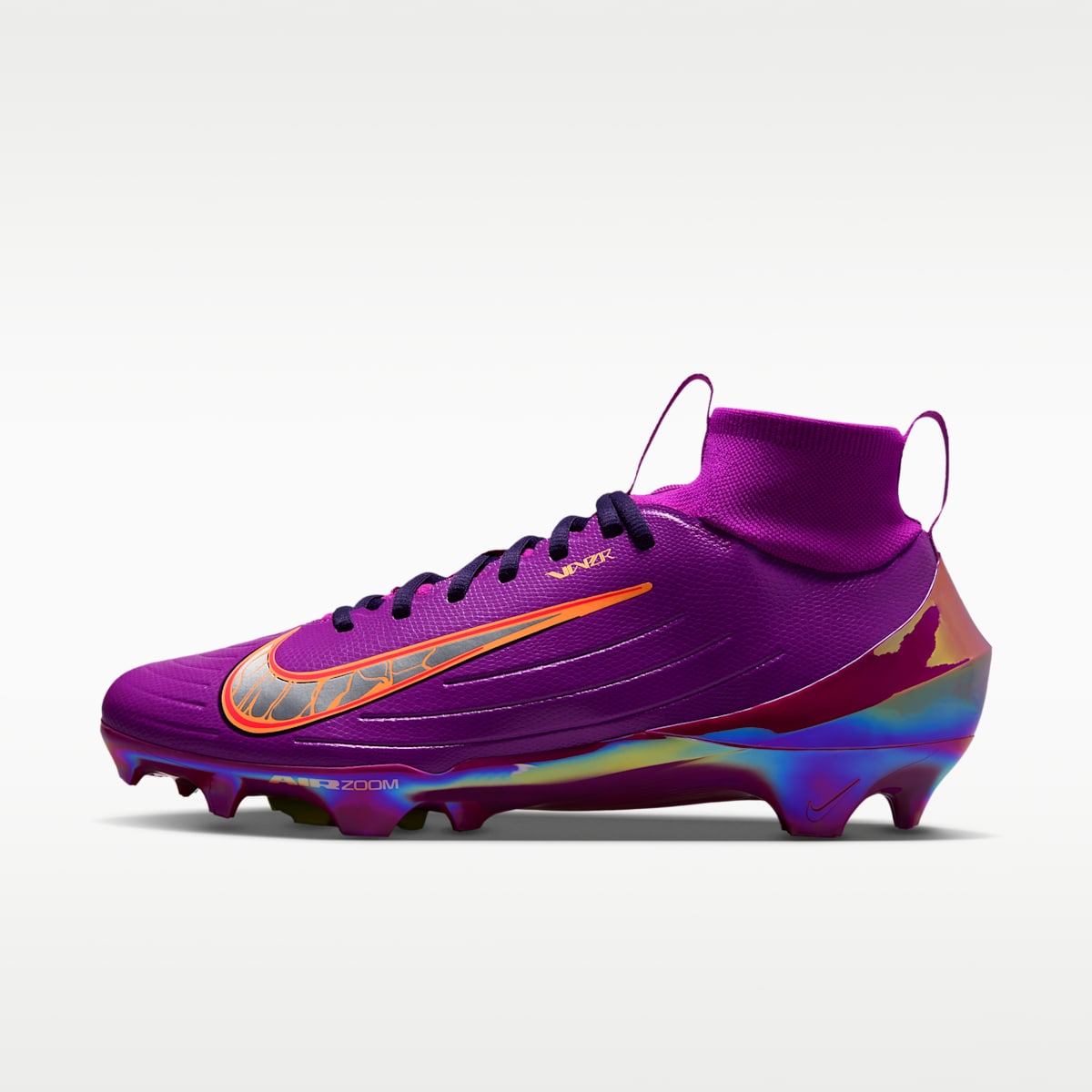 Nike Vapor Pro "CeeDee Lamb" Football Cleats - Vivid Purple/Orange Pulse/Tangerine Tint/Metallic Silver - Image 1