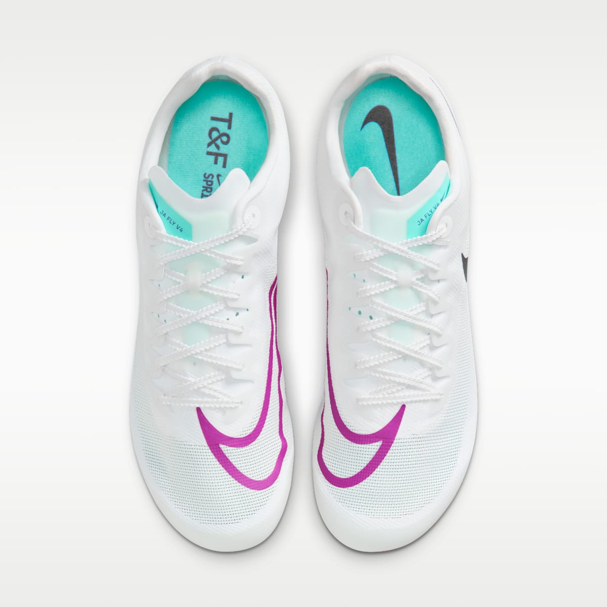 Women's Nike Zoom Ja Fly 4 Track & Field Sprinting Spikes - White/Bright Crimson/Hyper Violet/Obsidian