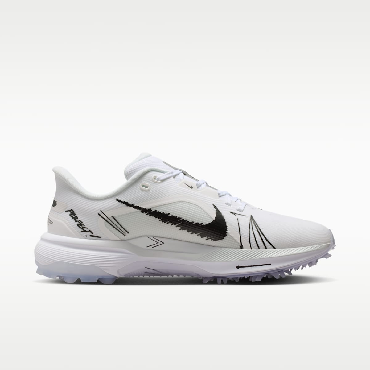 Nike Pegasus 1 Golf Shoes - White/Summit White/Metallic Silver/Black - Image 3