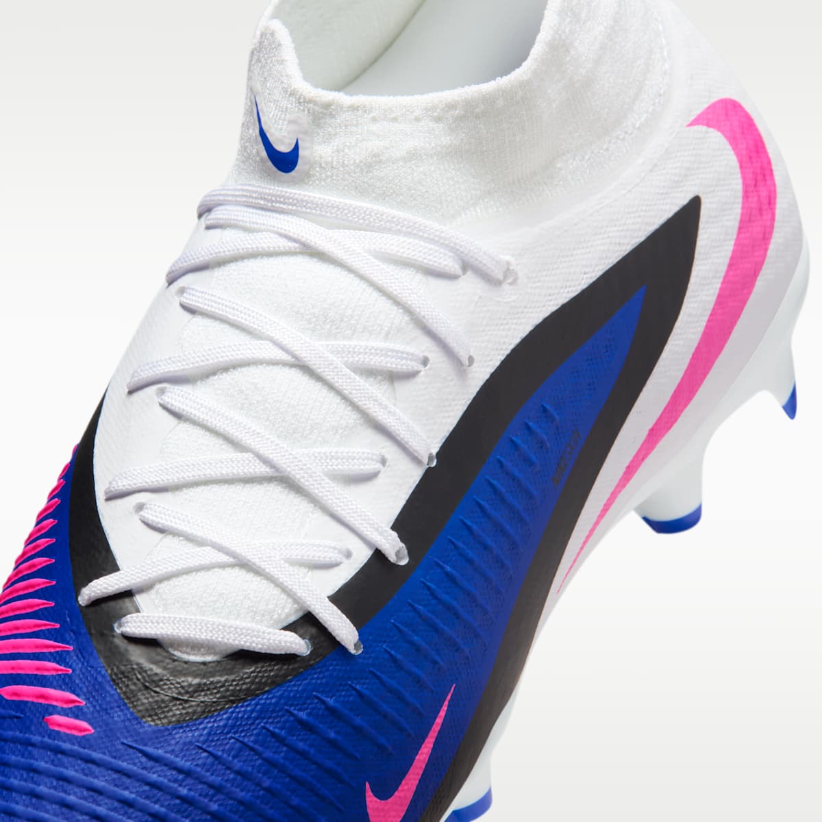 Nike Phantom 6 High Academy Multi-Ground Soccer Cleats - Racer Blue/White/Pink Blast - Image 8