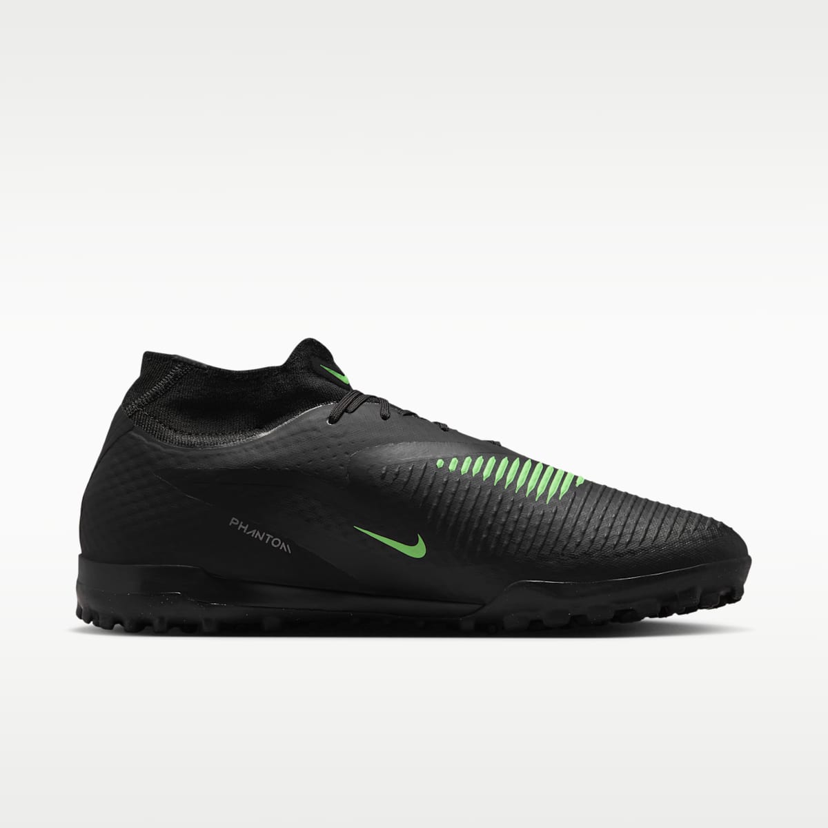 Nike Phantom 6 High Academy Turf Soccer Shoes - Black/Black/Illusion Green - Image 3