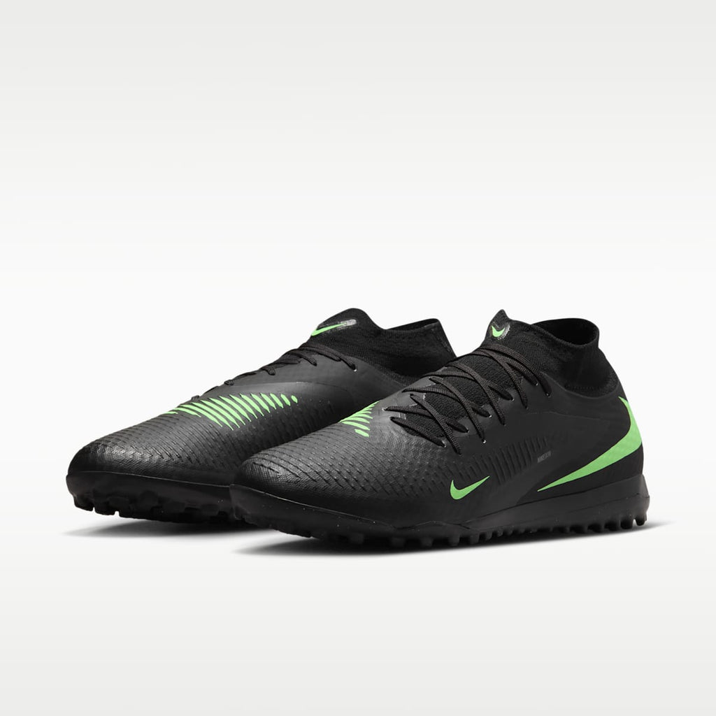 Nike Phantom 6 High Academy Turf Soccer Shoes - Black/Black/Illusion Green - Image 5