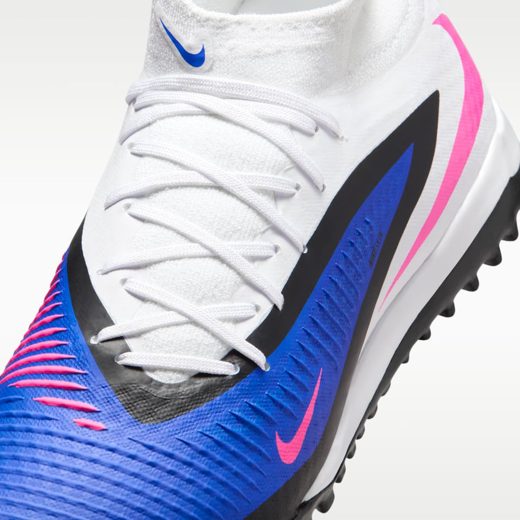 Nike Phantom 6 High Academy Turf Soccer Shoes - Racer Blue/White/Pink Blast - Image 7