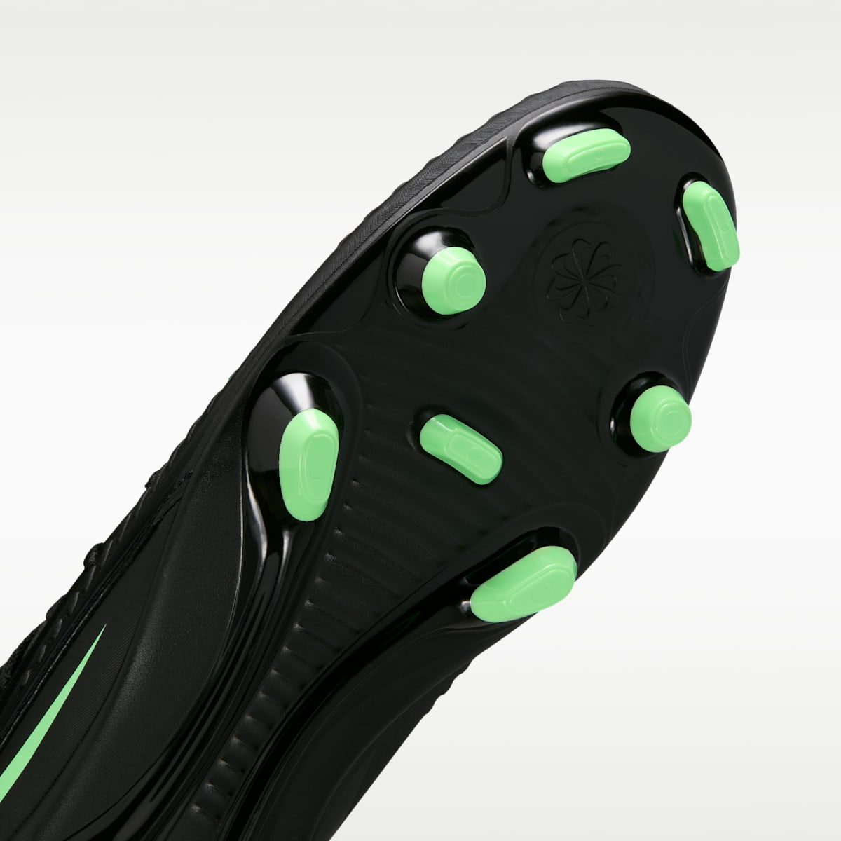 Nike Phantom 6 High Club Multi-Ground Soccer Cleats - Black/Black/Illusion Green - Image 7
