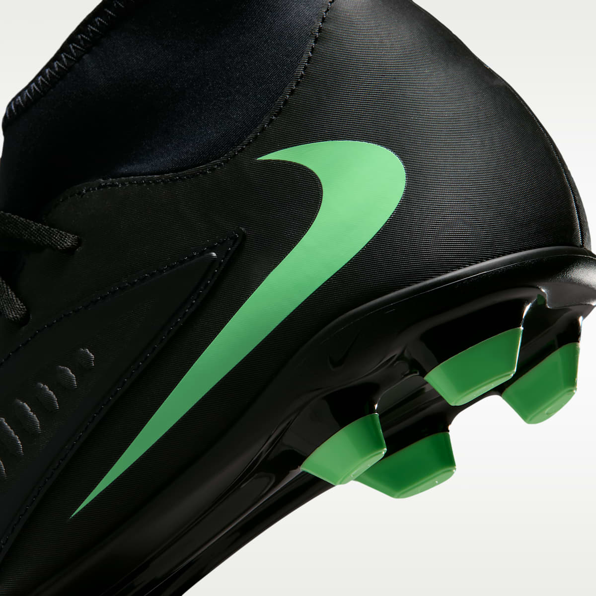 Nike Phantom 6 High Club Multi-Ground Soccer Cleats - Black/Black/Illusion Green - Image 9