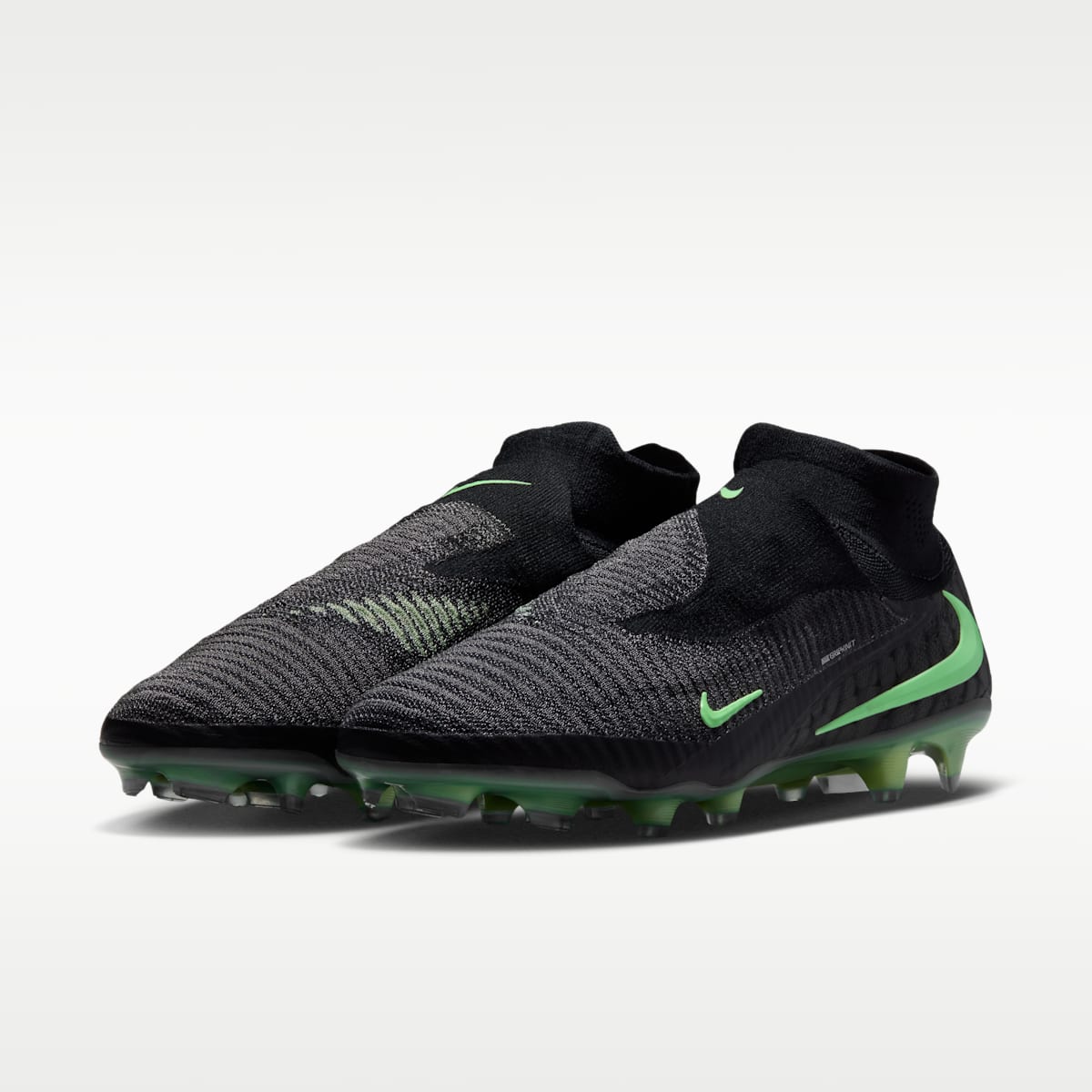 Nike Phantom 6 High Elite Firm-Ground Soccer Cleats - Black/Black/Illusion Green - Image 5