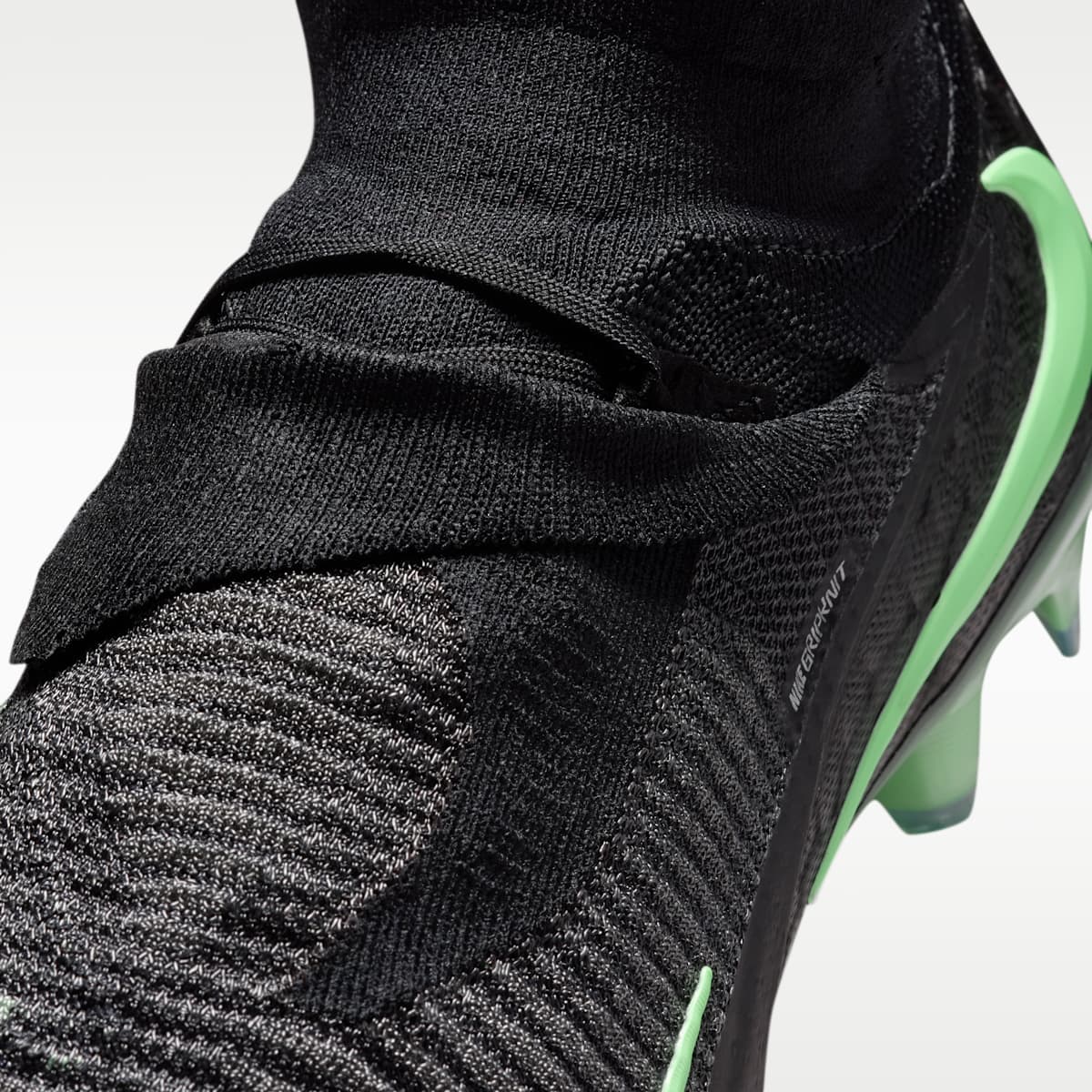 Nike Phantom 6 High Elite Firm-Ground Soccer Cleats - Black/Black/Illusion Green - Image 8
