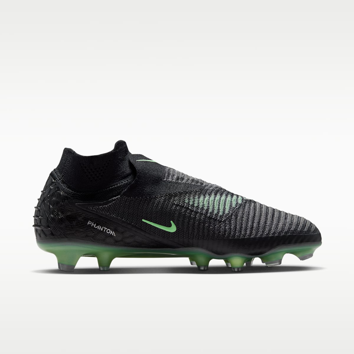 Nike Phantom 6 High Elite Firm-Ground Soccer Cleats - Black/Black/Illusion Green - Image 3