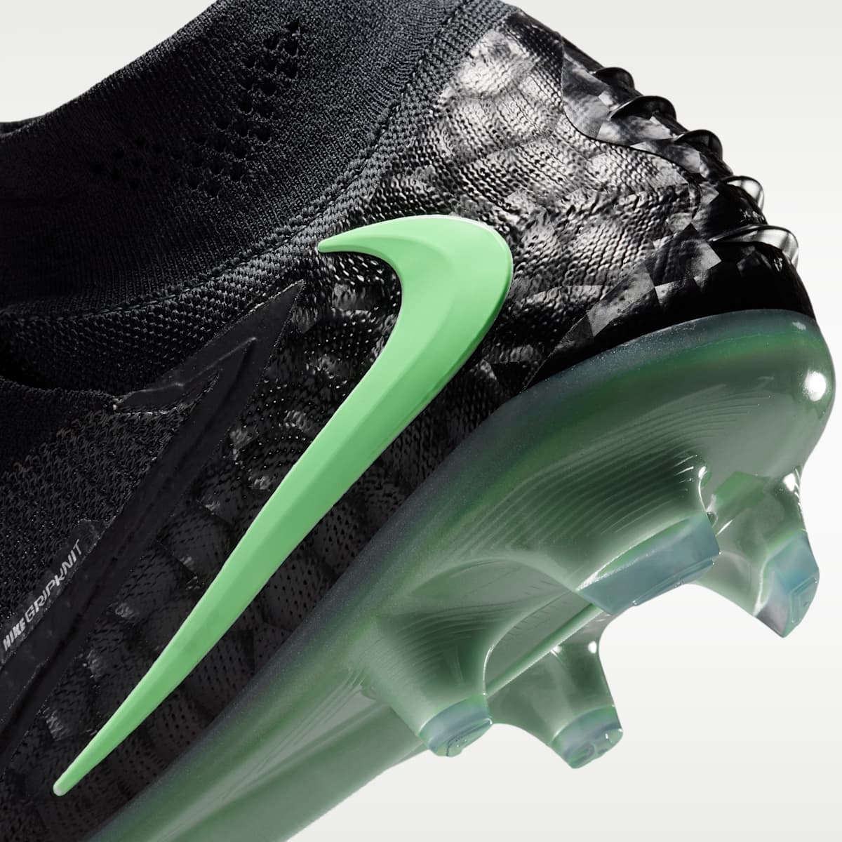 Nike Phantom 6 High Elite Firm-Ground Soccer Cleats - Black/Black/Illusion Green - Image 9