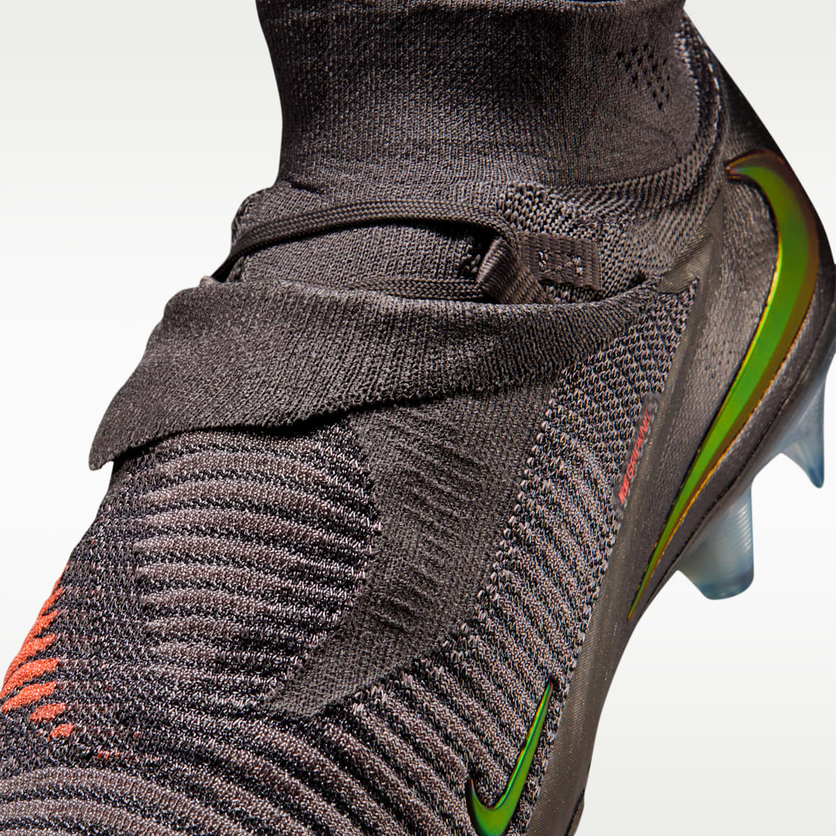 Nike Phantom 6 High Elite LV8 Firm-Ground Soccer Cleats - Medium Ash/Black/Gold Amber - Image 8